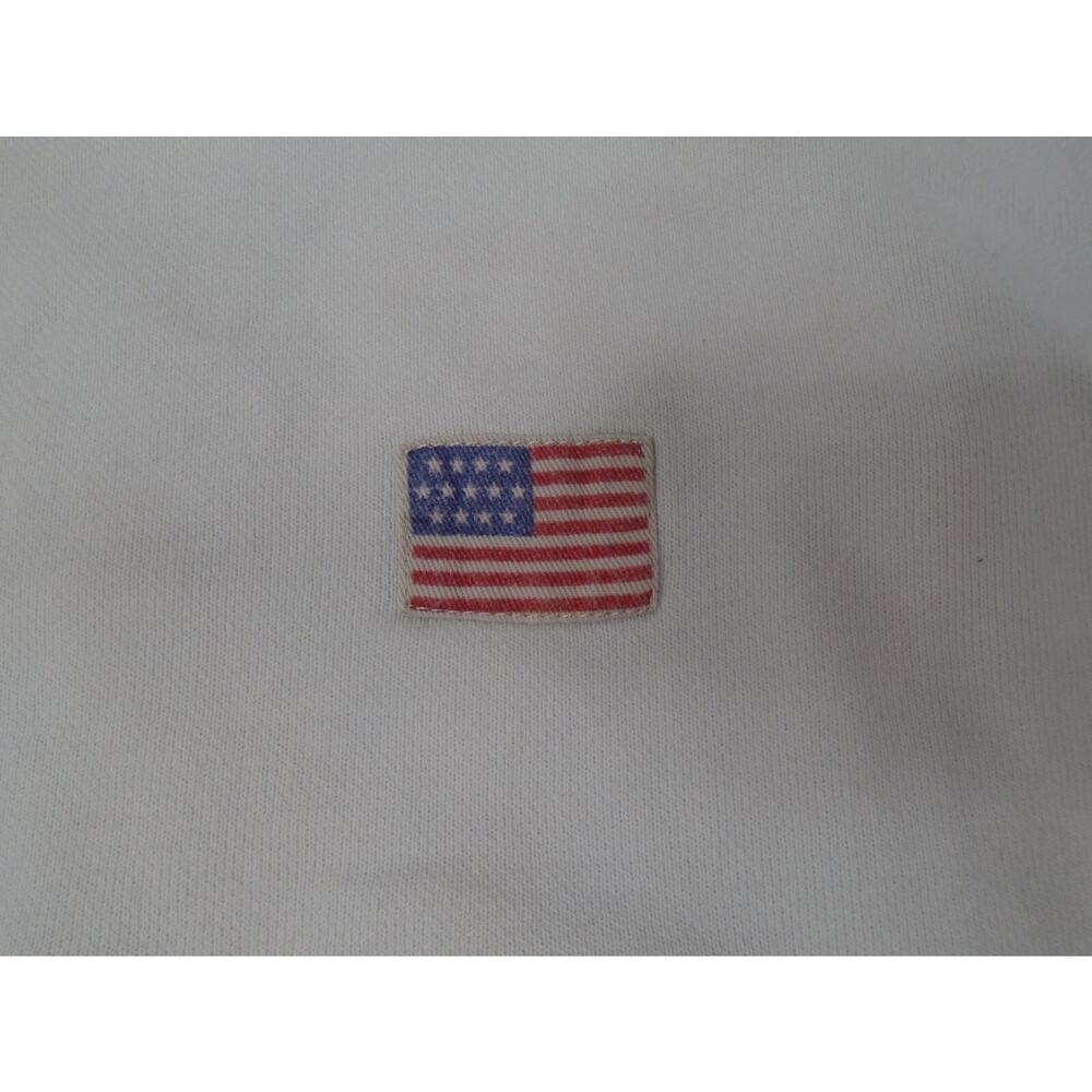 Womens American Flag Patch White Crewneck Sweatshirt Heavy Cotton L Patriotic - Picture 4 of 10